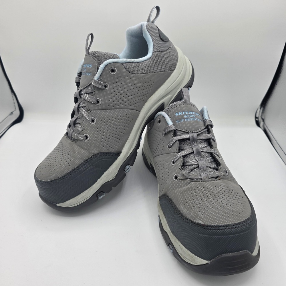 Skechers Work Trego Astallet CT Carbon Nano Toe Gray Aqua Shoes 108166 Womens 7